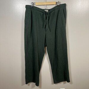 L.L. Bean Organic Cotton Pajama Pants Size XXL Green Lounge Drawstring Comfy